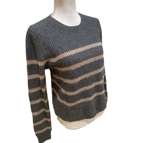 Splendid Gisela cashmere heathered charcoal stripe ribbed hems crew neck small - Picture 9 of 16